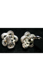 Pretty 50s Silver & Pink Flower Earrings - Spring Metal Floral 1950s Clips - Nice Quality - Sweet and Sophisticated - Clip On - 38443-1
