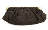 1930s 1940s Cocoa Brown Purse - Lush 30s 40s Panne Velvet Clutch Handbag - Art Deco Brass Knobs - Unique Opening - Lewis Collector Bag