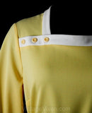 Size 8 Kitsch 60s Yellow Leisure Suit - Polyester Knit Ladies Shirt Pant - 1960s Two-Piece Theme Party Outfit - Bust 36 NOS Deadstock