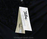 Size 10 Black Full Slip - 1950s 1960s Lingerie - Nylon Tricot & Lace - Pink Ribbon Rosettes - Classic 50s Deadstock - Bust 37 - 49939-16/17