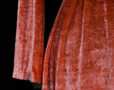 Small Medium Orange 1970s Dress - Late 70s Disco Shimmer Maxi Sheath with Cowl Neck & Long Sleeves - Size 6 to 10 Shiny Velvety Velour Knit