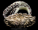 Medium Leopard Print Belt with Huge Lion's Head Buckle - Size 10 to 12 Wild Cat 1980s Designer Mimi di N Dated 1987 - Bold African Animal