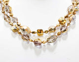 Glam Gold Necklace - Hollywood Regency Chic - Multi Strand - 50s 60s Metallic Faceted Glass Beads - Hand Strung - Vintage Vixen - 45997