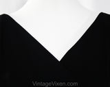 Size 6 Black 1950s Cocktail Dress - Small Marilyn Style 50s Fitted Crepe Bombshell with Pleated Taffeta Torso & Rhinestone Swag - Waist 26