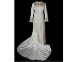 Size 8 Wedding Dress - Antique Inspired 1960s Bridal Gown with Extravagant Daisy Lace & Detachable Train - 60s Deadstock - NWT - 36372