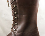 Girls Brown Boots - Child Size 3 - 1950s 60s Equestrian Look - Faux Lace Up - Girl's Street Shoes with Riding Boot Style - NOS Deadstock