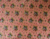 Full Size 1940s Bedspread - Sweet Pink & Green Roses Print on Glam Satin - 40s Rayon Bedroom Linens - Double Bed Cover - Chain Stitching