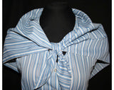 Size 6 Blue Striped 1950s Look Sun Dress - Halter Dress & Matching Scarf - Small - 80s Does 50s - Bust 34 - Mint Condition - 32481-1