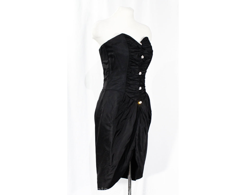 Size 6 Strapless Black Cocktail Dress - Sexy 1990s Party Dress by Gunn Vintage Vixen Clothing Size 6 Strapless Black Cocktail Dress - Sexy 1990s Party Dress by Gunn Vintage Vixen Clothing