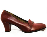 Size 7 AAAAA Leather Shoes - Unworn Deco Style Rust Brown Pumps - Sophisticated Secretary Chic 1950s 60s Heels - Deadstock with 1930s Appeal