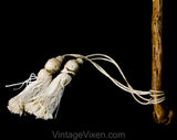 Antique Umbrella - 1890s 1900s Victorian Edwardian Parasol - Neutral Linen Lace & Burled Wood - Beautiful and Authentic Gibson Girl Style