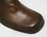 Size 6 Hipster 60s Boots - Brown Waterproof Rubber - Sophisticated 1960s 1970s Pirate Style Big Buckles - Fleece Lined Unworn - Deadstock