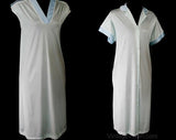 Size 8 1970s Nightgown & Robe Set - Shimmery Blue Peignoir - Small Summer House Coat - Vanity Fair - 70s NOS Deadstock - Bust 34.5 - 38718-1