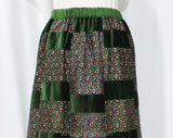 Size 6 Forest Green Dress Set - Autumn 1970s Tailored Shirt & Maxi Skirt - 2-Pc Folkloric Floral and Velveteen Dress - Mr Hank - Bust 34