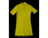 XXS 60s Mini Dress - Size 000 1960s Authentic Go Go Girl Dress - Chartreuse Stoplight Yellow Knit - British Invasion Mod 60's NOS Deadstock