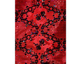 1950s Red Taffeta Apron - Medium Size - Rustling Festive Holiday Style 50s Half Apron - Black Flocked with Glitter - Unworn - Waist to 26
