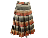 Size 6 Brown Plaid Skirt - Autumn Hued Wool 50s Pleated A-Line - Completely Reversible - 1950s Schoolgirl Toffee Tan Gray Black - Waist 26.5