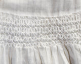 Antique Style Infant's Dress - Size 3 to 6 Months Baby Frock - Sheer White with Smocking & Embroidery - Victorian Look Heirloom - Hand Sewn