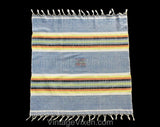 Central American Tablecloth - Casual Mexican Guatemalan 1950s 60s Dinner Linens - Blue Yellow Orange Green Cotton Square - Summer Fiesta