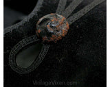 Size 5 Antique Style Shoes - 1910s Look Black Slipper with Asymmetric Cord Detail - Size 5M Shoes - Low Heels - Deadstock - 40339-1