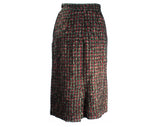 Size 4 1950s Pencil Skirt - Chic 50s 60s Shaggy Wool Plaid - Red Green Gray & Black - Terrific Secretary Style with Pocket - Waist 24.5