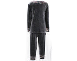 Size 18 Disco Pant Suit - Plus Size 1970s Glitz & Glamour - 70s Silver Red Sparkle Knit Tunic Shirt Pants - Long Sleeve Pantsuit - Bust 46