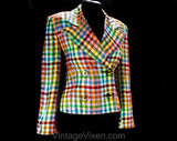 Size 8 Designer Jacket - Arabella Pollen Rainbow Tweed 90's Blazer - 1990s Suit Separates - Transparent Buttons - London Label - Bust 35