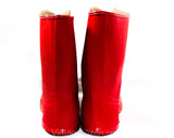 Child Size 10 Red Galoshes - 1950s 60s Child's Glossy Reflective Rain Boots - Waterproof Rubber Wet Weather Children's Shoe - 50s Deadstock