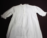 Beautiful Edwardian White Christening Gown - Newborn Infants 1800s 1900s Antique Baby Dress - Clover Buds & Shamrocks Embroidery - Hand Made