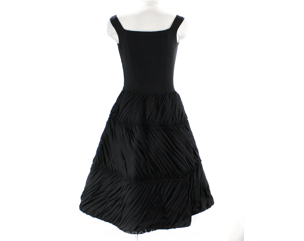 Size 4 1950s Black Dress - Glamour Girl 50s Cocktail with Ruched Domed Vintage Vixen Clothing Size 4 1950s Black Dress - Glamour Girl 50s Cocktail with Ruched Domed Vintage Vixen Clothing