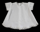 White Baby's Dress - Size 3 Months - Sheer Lightweight White Wash & Wear - Antique Style Hand Sewn Embroidery - 70s 80s Baby Girl's Summer