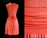 Size 4 Peach Cocktail Dress - Graceful 1960s Quality Orange Jersey Knit - 60s Designer Mollie Parnis - Small NWT Deadstock - Bust 32.5
