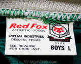 1970s Boys Football Jersey - Size 12 to 14 Boy's 70s Long Sleeved Sports Shirt - See Through Forest Green Athletic Knit Deadstock - Chest 32
