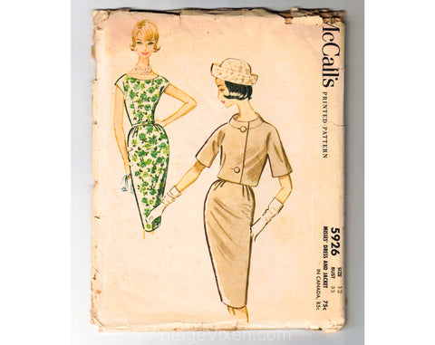 60s Sewing Pattern - Tailored Sleeveless Dress & Matching Jacket Suit Dated 1961 - Unused Complete Bust 32 McCall 5926 1960s Dressmaker