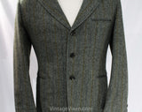 Men's 1960s Suit Jacket - Small to Medium - Gray Herringbone Wool Tweed Blazer - Mens 60s Sport Coat - Mustard Blue Offwhite - Chest 41