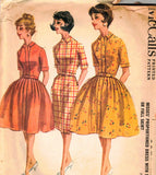 1960s Shirtwaist Dress Sewing Pattern - Full or Straight Skirt - Dated 1962 Unused Complete - Bust 32 McCalls 6350 - Misses Size XS 60s