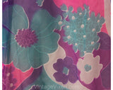 Size 8 Garden Party Dress - Romantic 60s Purple Hippie Floral Empire Evening Gown - Spring Summer 1960s Flutter Sleeve Full Skirt - Bust 35