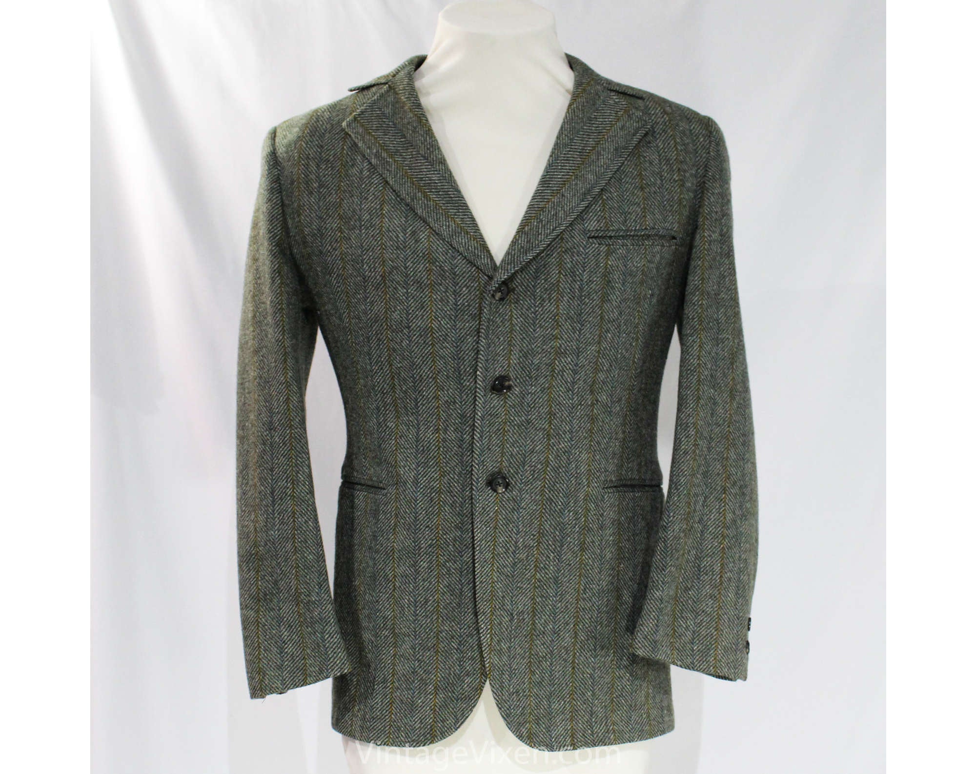 WINTAGE Men's Tweed Casual and Festive Blazer Coat Jacket: Grey Grey / 40 / Medium