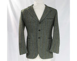 Men's 1960s Suit Jacket - Small to Medium - Gray Herringbone Wool Tweed Blazer - Mens 60s Sport Coat - Mustard Blue Offwhite - Chest 41