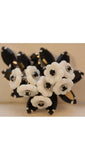 FINAL SALE Chic 1950s Designer Style Black & White Leaf Pin with Matching Earrings - 50s Molded Glass - High Quality - Unusual Demi Parure