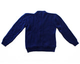 Teen Boy 1950s Cardigan - 50s 60s Navy Button Front Sweater - Dark & Sky Blue Racing Stripes - V Neck Old School Knit Top - Chest 32 - NWT