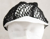 Hip-Hop 1980s 90s Baseball Cap - Black Fishnet Hat - See Through Fish Net with Metallic Silver Visor - Urban Rapper Street Fashion - 50364