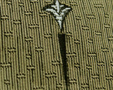 1950s Men's Skinny Tie - Mid Century Office Wear Necktie - Beige & Black Brocade with Sword Crest - Handsome Rockabilly 50's Business Man
