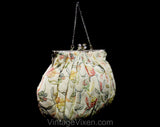 1930s Pastel Flowers Purse - So Charming 30s 40s Petite Handbag with Pink Yellow Blue Mint Green Dainty Soutache - Spring Crepe Hand Sewn