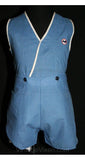 Boys Size 4 30s Play Outfit - 1930s Boy's Blue Linen Play Set with Navy Dog Logo - Boys' Childrens 4T Deadstock - Authentic - 26859-1