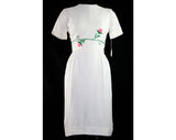 XXS White 50s Dress - Coquette Style 1950s Marilyn Cocktail & Optional Pink Roses Bodice - Junior Size 00 Good Girl - Bust 34 Waist 22.5