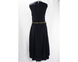 Small 40s Gabardine Dress - Petite Ladies Size 4 - Teen Size 16 - 1940s 50s Navy Blue Gab Sleeveless Dress with Roger Van S Belt - Bust 33