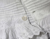 Antique Baby's Christening Gown - Size 0 to 3 Months - 1900s Victorian White Cotton Heirloom Dress - Tucks & Hand Embroidery - Very Long