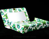 60s Butterflies Vinyl Case - 1960s Butterfly Print - Cosmetic Storage - Toiletry Kit Case - Original Mirror - Celebrity New York - 43321