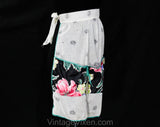 1950s Floral Cotton Apron - Sheer White Dotted Swiss Organdy & Polished Chintz Half-Apron - Size Small Medium - As Is Shabby 50s Tea Party
